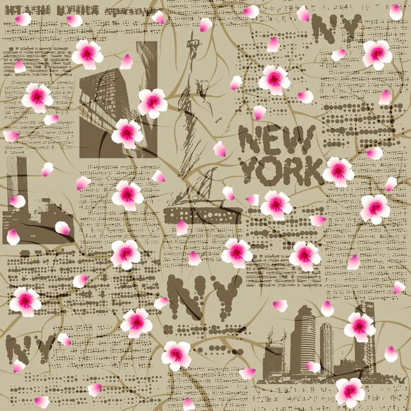 NY fiore di ciliegio — Vettoriale Stock