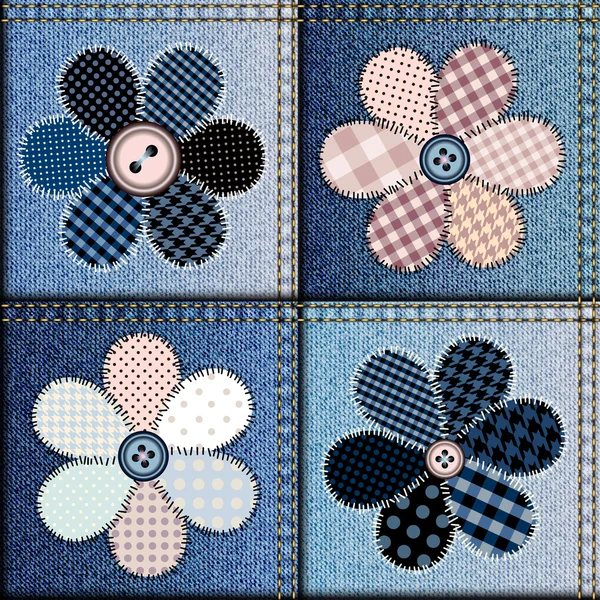 Kot patchwork çiçek aplike ile