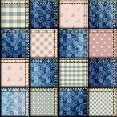 Denim kumaş patchwork.