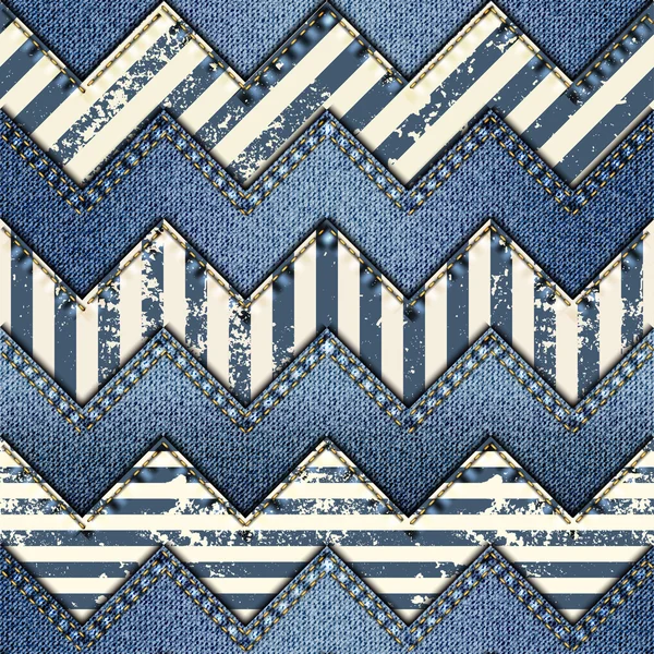 Denim kumaş patchwork. — Stok Vektör