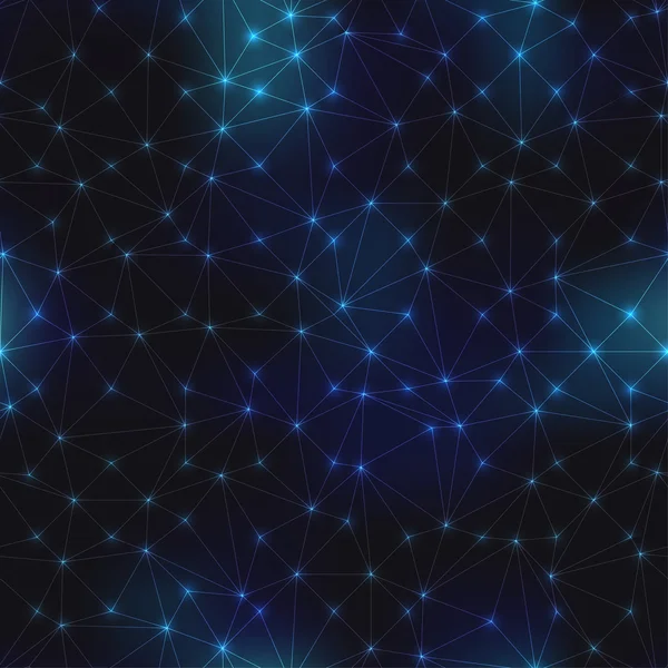 Muster aus Raum, Nachthimmel und abstrakten geometrischen Verbindungen. — Stockvektor