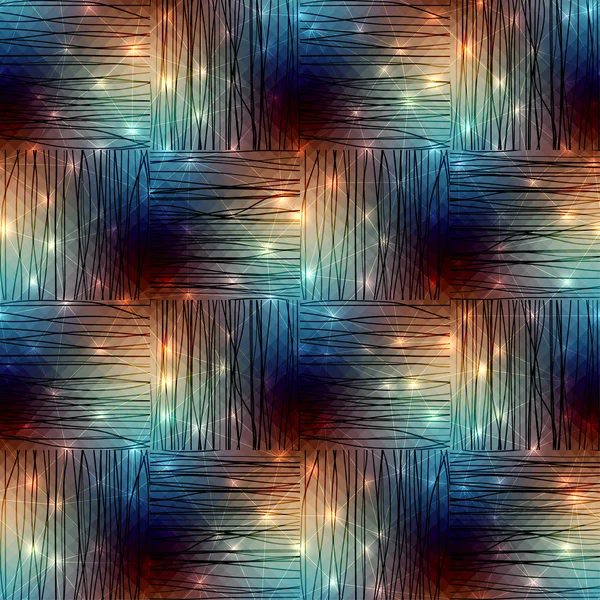 Diagonales geometrisches Muster mit leuchtenden Elementen. — Stockvektor