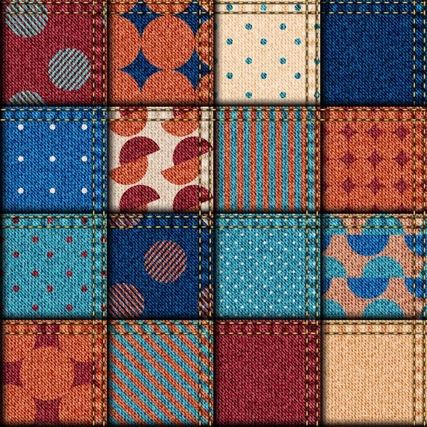 Patchwork de tela de mezclilla . — Archivo Imágenes Vectoriales