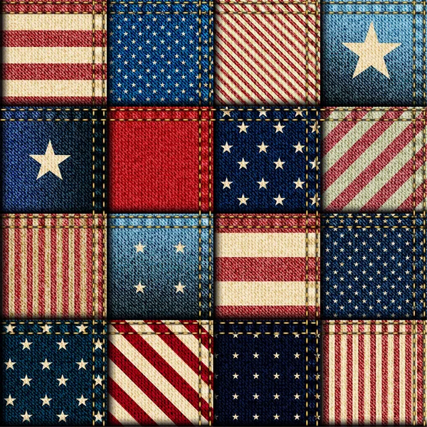 Flickwerk aus amerikanischer Flagge. — Stockvektor