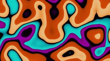 Soyut, retro, turuncu, dalgalı, sıvı, psikedelik, modaya uygun, hippi, düz, soyut, çizgi film döngüsü 70 'lerin retro tarzında.