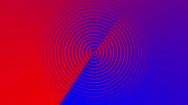 Kırmızı ve Mavi Dairesel Radyo Azalan Dalgalı Radar Sinyal Hareketi Grafiği Siyah Arkaplan. Central Point 'ten nabız var. Döngü Arkaplan Canlandırması.