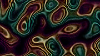 Soyut gradyan yarım ton noktalı arkaplan ve çizgi film motifi. 4K 'de eski monokrom tarzında kusursuz bir döngü. Yarı Ton minimal