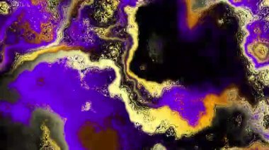 Soyut sıvı mermer arka plan, canlı mor ve sarı renkler, pürüzsüz 4K döngü görüntüleri, hareket grafikleri, dijital sanat, animasyon, görsel efektler, yaratıcı modern tasarım, dinamik soyut arkaplan.