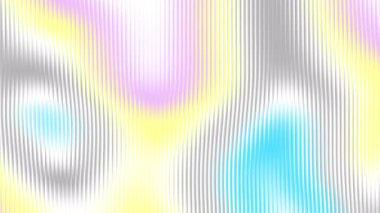 Döngüsel 3 boyutlu animasyon. Soyut minimalist döngü arka planı dikey parlak çizgilere bölünmüş, yansımalı. Holografik gradyan renkler dönüştürülüyor.