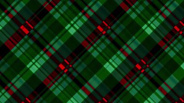 Yeşil ve Kırmızı Ekoseli Çizgi Çizgisi 4K Döngüsü, bir Noel atmosferinde ekoseli bir tasarım modeli yaratmak için kesişen çeşitli renklerde animasyon çizgileri içerir..