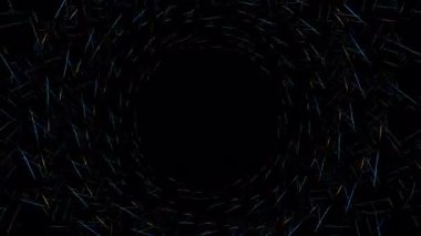 Parçacıkların soyut alanında döngü şeklinde çarpıtma dalgaları. Küresel nokta dizisinin dijital veri sıçraması. Fütüristik hata UI ögesi