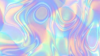 Yumuşak renkleri olan gökkuşağı renkli, yanardöner bir holografik arka plan. 4k döngü canlandırması