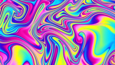 Gökkuşağı kıvrımlı parlak neon pembe, sarı ve mavi tonlarda. Canlı baskı tasarımı için mükemmel, geçmişe dönük UI ya da enerjik soyut fon. Canlı grafiksel soyut duvar kağıdı