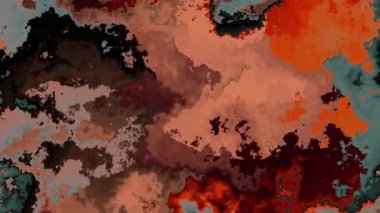 Yoğun paslanmış ve benekli metal bir yüzeye yakın çekim, soyut dokular, çukurlaşma, aşınmış kısımlar ve yaşlanmış gübre. Döngü animasyonu. Dijital taklit