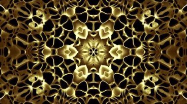 Koyu bir arka planda altın mandala tasarımı. 4k dijital sanat fraktal animasyonu döngüsü
