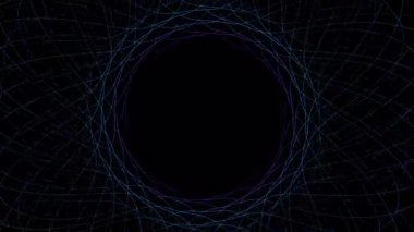 Parçacıkların soyut alanında döngü şeklinde çarpıtma dalgaları. Küresel nokta dizisinin dijital veri sıçraması. Fütüristik hata UI ögesi