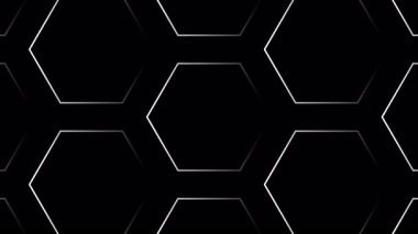 Teknolojik soyut altıgen bal tarağı hareket siyah arkaplan döngüsü