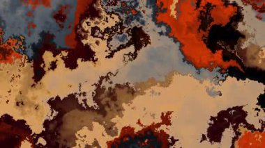 Yoğun paslanmış ve benekli metal bir yüzeye yakın çekim, soyut dokular, çukurlaşma, aşınmış kısımlar ve yaşlanmış gübre. Döngü animasyonu. Dijital taklit