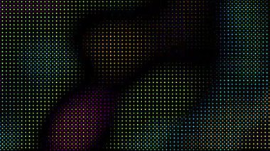 Animasyon teknolojisi karanlık arka plan rastgele noktalar ve ızgara 4K. Koyu yarım ton arkaplan.