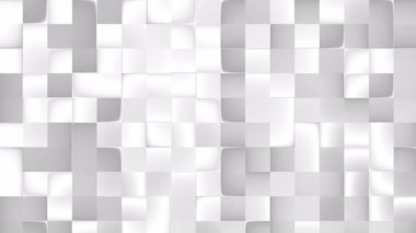 Soyut beyaz arkaplan. Animasyon 3 boyutlu kusursuz geometrik kareler, minimalist tasarım, modern doku, sunum için beyaz şablon. Uygun sosyal medya, ticari reklam döngüsü hareket videosu