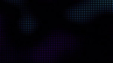 Animasyon teknolojisi karanlık arka plan rastgele noktalar ve ızgara 4K. Koyu yarım ton arkaplan.