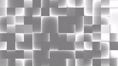 Soyut beyaz arkaplan. Animasyon 3 boyutlu kusursuz geometrik kareler, minimalist tasarım, modern doku, sunum için beyaz şablon. Uygun sosyal medya, ticari reklam döngüsü hareket videosu