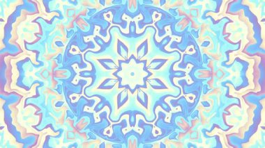 Hipnotik kaleydoskop mandala arka plan döngüsü simetrik çiçek hareketi ve şifa, zen ve video arkaplanı için canlı enerji desenleri