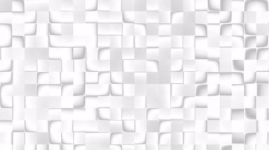 Soyut beyaz arkaplan. Animasyon 3 boyutlu kusursuz geometrik kareler, minimalist tasarım, modern doku, sunum için beyaz şablon. Uygun sosyal medya, ticari reklam döngüsü hareket videosu