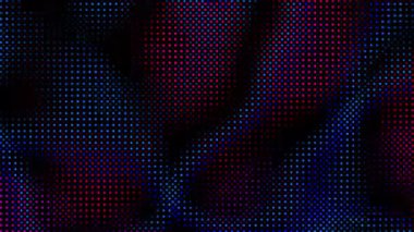 Animasyon teknolojisi karanlık arka plan rastgele noktalar ve ızgara 4K. Koyu yarım ton arkaplan.