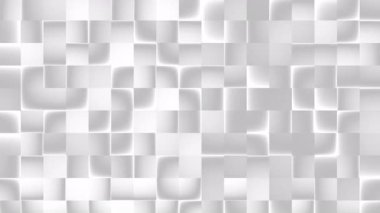 Soyut beyaz arkaplan. Animasyon 3 boyutlu kusursuz geometrik kareler, minimalist tasarım, modern doku, sunum için beyaz şablon. Uygun sosyal medya, ticari reklam döngüsü hareket videosu