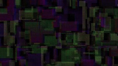 Nokta rgb rastgele arızaları gösteren Lcd diyotlarını - bilgisayar monitörü veya TV ekranının makrosu - soyut teknik döngü arka planının üzerinde film bozulması efekti oluşturdu