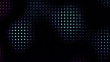 Animasyon teknolojisi karanlık arka plan rastgele noktalar ve ızgara 4K. Koyu yarım ton arkaplan.