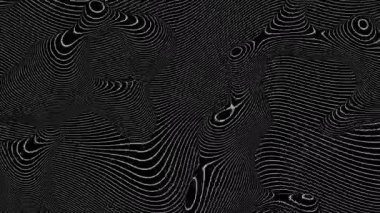 Siyah ve beyaz soyut dalgalı ve eğri çizgiler desensiz döngü kopya alanı arkaplan canlandırması.
