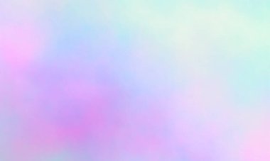 Soyut günbatımı gökyüzünün renkli suluboya arkaplanı pastel gökkuşağı renklerinde kabarık bulutlar pembe mavi turuncu ve mor.