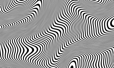 Soyut Siyah ve Beyaz Eğri Çizgiler, Dijital Sanat, Siyah ve Beyaz, Çizgiler, Soyut Vektör Arkaplanı.