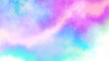 Soyut bulutlu eğimli arkaplan. Tek boynuzlu at renkli gökkuşağı bulutları geniş desen..