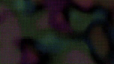 Animasyon teknolojisi rastgele noktalar ve siyah arkaplan üzerindeki ızgara 4K. Döngü arkaplanı. Liderlik yarım ton ve moire etkisi