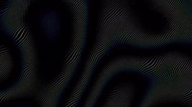 Siyah Arkaplan Döngü 4k üzerinde soyut dalga çizgileri Soyut fraktal dijital çizgilerin canlandırması Işık bulanık odak döngüsüz döngü arka planı