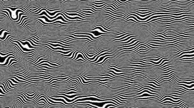Siyah ve beyaz soyut dalgalı ve kıvrımlı çizgiler desensiz döngü kopyalama alanı arkaplan animasyonu.