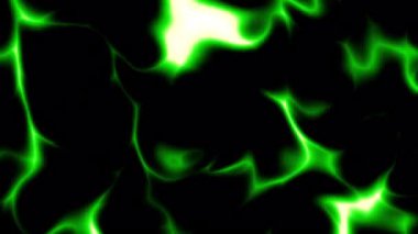 3D Döngü Arkaplanı. Siyah arka planda yeşil elektrik akışı. Soyut döngülenmiş görüntüler