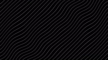 Siyah arkaplanı olan beyaz çizgiler soyut bir şekil oluşturmak için yavaş ve düzensiz hareket ediyor, arka plan ve duvar kağıdı olarak kullanılmak için ideal. Düzensiz hareket eden çizgilerle siyah soyut döngü arkaplanı