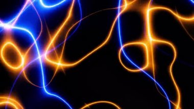 Mavi ve sarı elektrik çatırdıyor, plazma efektleri ve parıldayan cıvatalar, dinamik bir şekilde karanlık bir zemine doğru hareket ediyor.