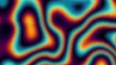 Soyut gradyan yarım ton noktalı arkaplan ve çizgi film motifi. Eski renklerde kusursuz döngü ve 4k biçiminde vintage.