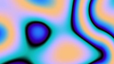 Parlayan kıvrımlı çizgilerin, yuvarlak şekillerin, kabarcıkların canlı soyut döngü arka plan videosu. Gradyan akışı sarı, açık mavi, mor. Lo-fi tasarımı. Akışkan hareket