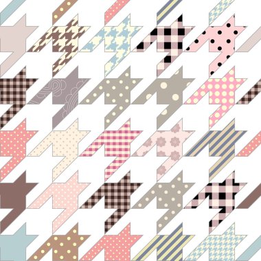 Hounds-tooth geometric pattern of patchworks clipart