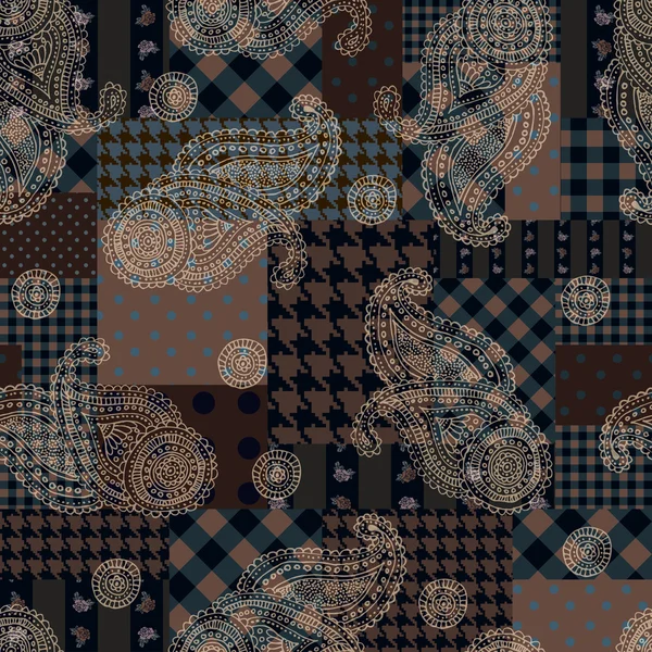 Patchwork avec le motif paisley — Image vectorielle