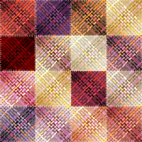 Patchwork-Muster mit abstrakten diagonalen Karomustern. — Stockvektor