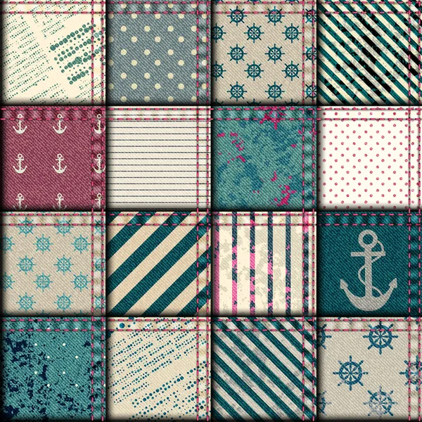 Quilting design in nautical style — Stock Vector