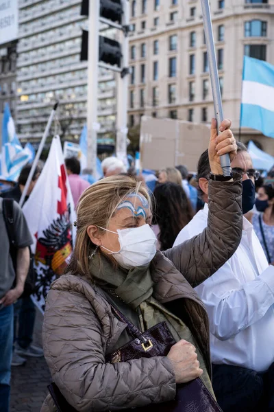 Buenos Aires Argentina 2020 Persone Che Protestano Contro Quarantena Politica — Foto Stock