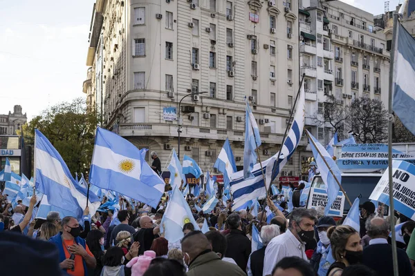 Buenos Aires Arjantin 2020 Karantinayı Hükümetin Siyasetini Protesto Eden Insanlar — Stok fotoğraf